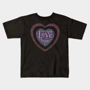 Word Cloud Original Art Double Heart Love Kids T-Shirt